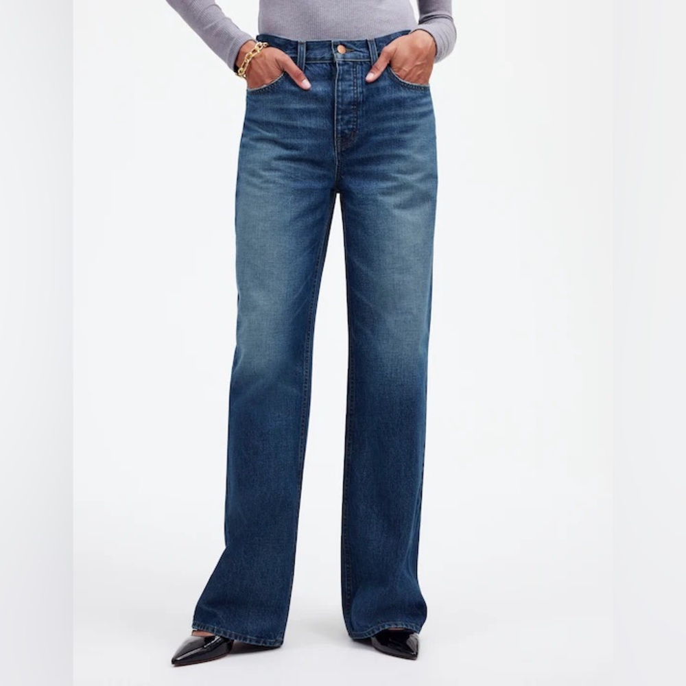 Madewell Low-Slung Baggy Jeans in Moffat Wash-Rigid Size 33 $138‎ NS199